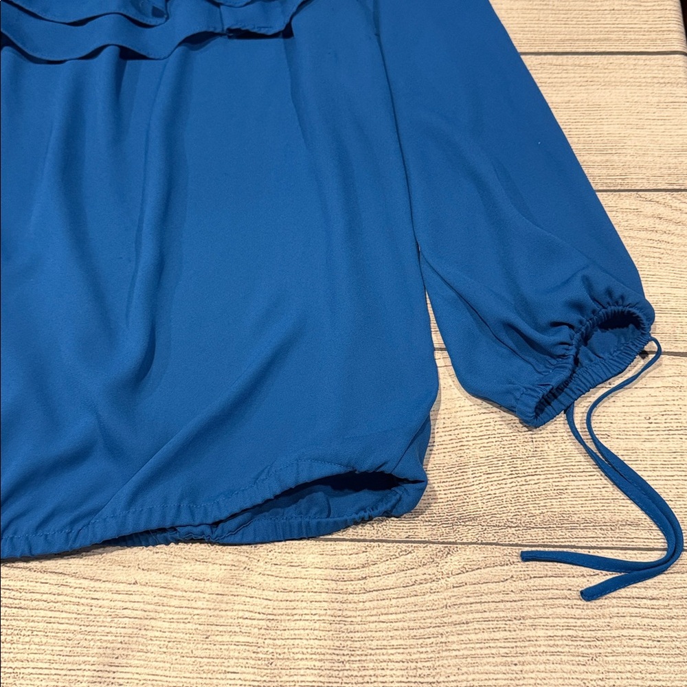 Women’s Michael by Michael Off the Shoulder Ruffled Top size L royal blue - Picture 5 of 11